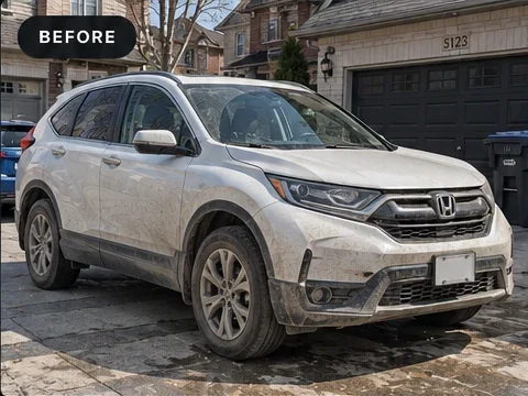 Before: Exterior detail — paint, wheels and glass
