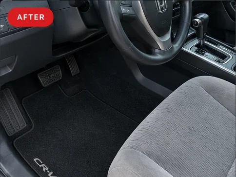 After: Interior detail — fabric seats and carpets