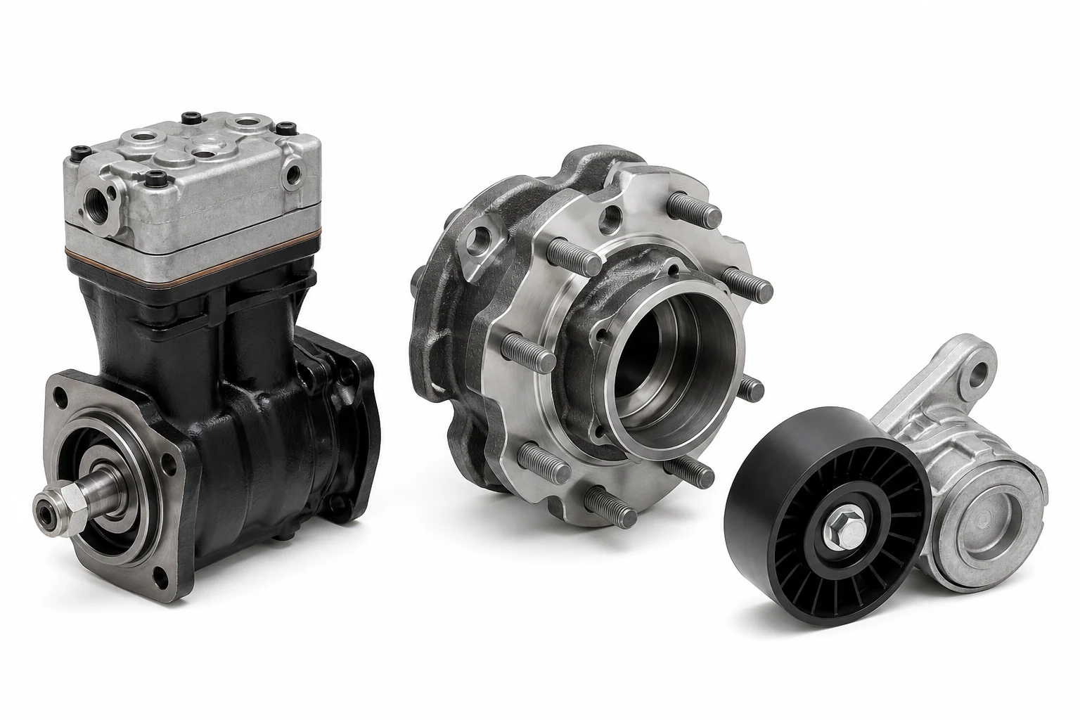 Unbranded heavy-duty replacement parts on a white background