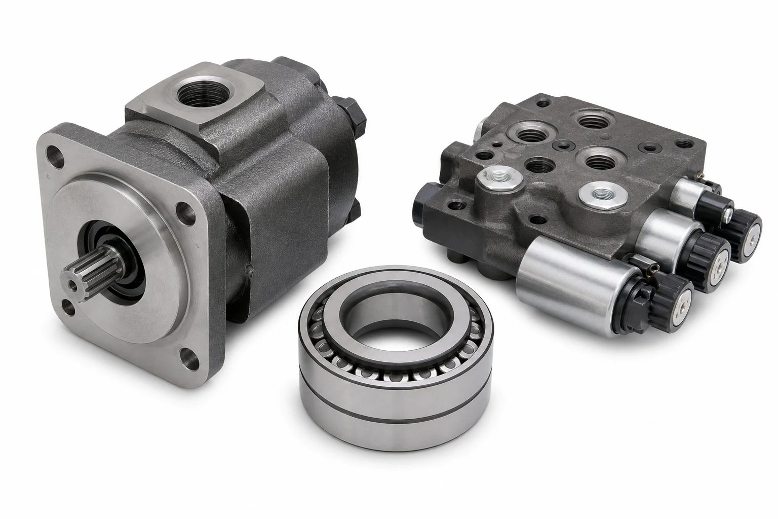 Unbranded industrial replacement components on a white background